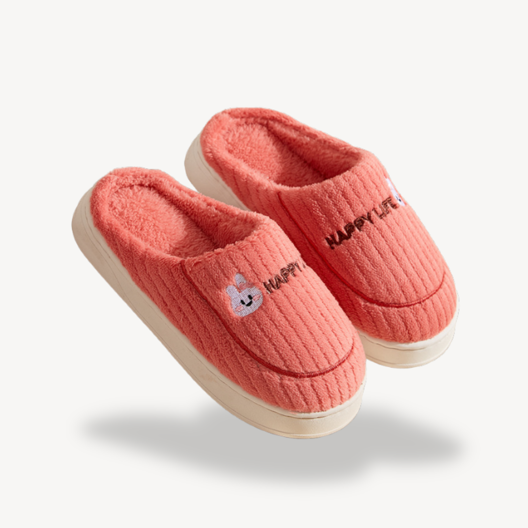 Orthopedic Unisex Plush Indoor Slippers with Embroidery | Loravelle