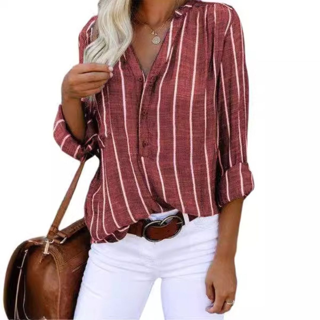 Cotton Blend Striped Shirt Women | Loravelle