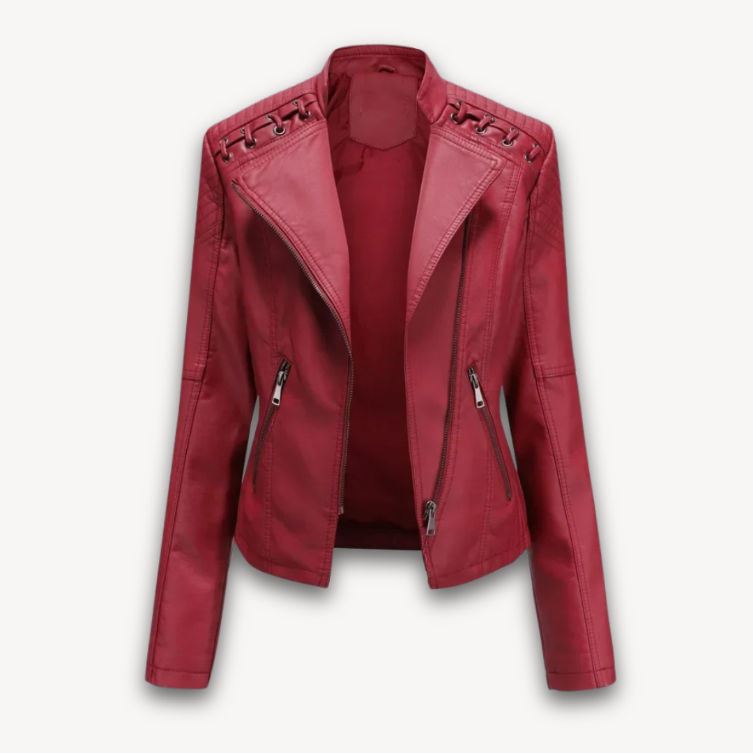 Loravelle | Women's Faux Leather Jacket - Slim Fit Moto Biker Style, Adult Fashion Outerwear