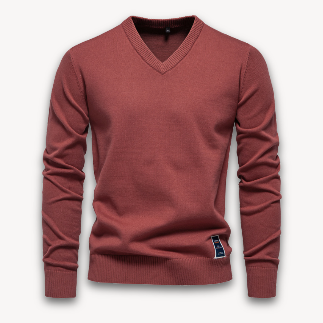 Loravelle | Men's V-Neck Sweater - Lightweight Cotton Blend Pullover for Adults - Classic Winter Wear