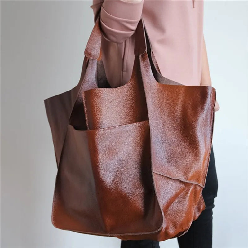 ﻿Milly - Oversized Leather Tote Bag