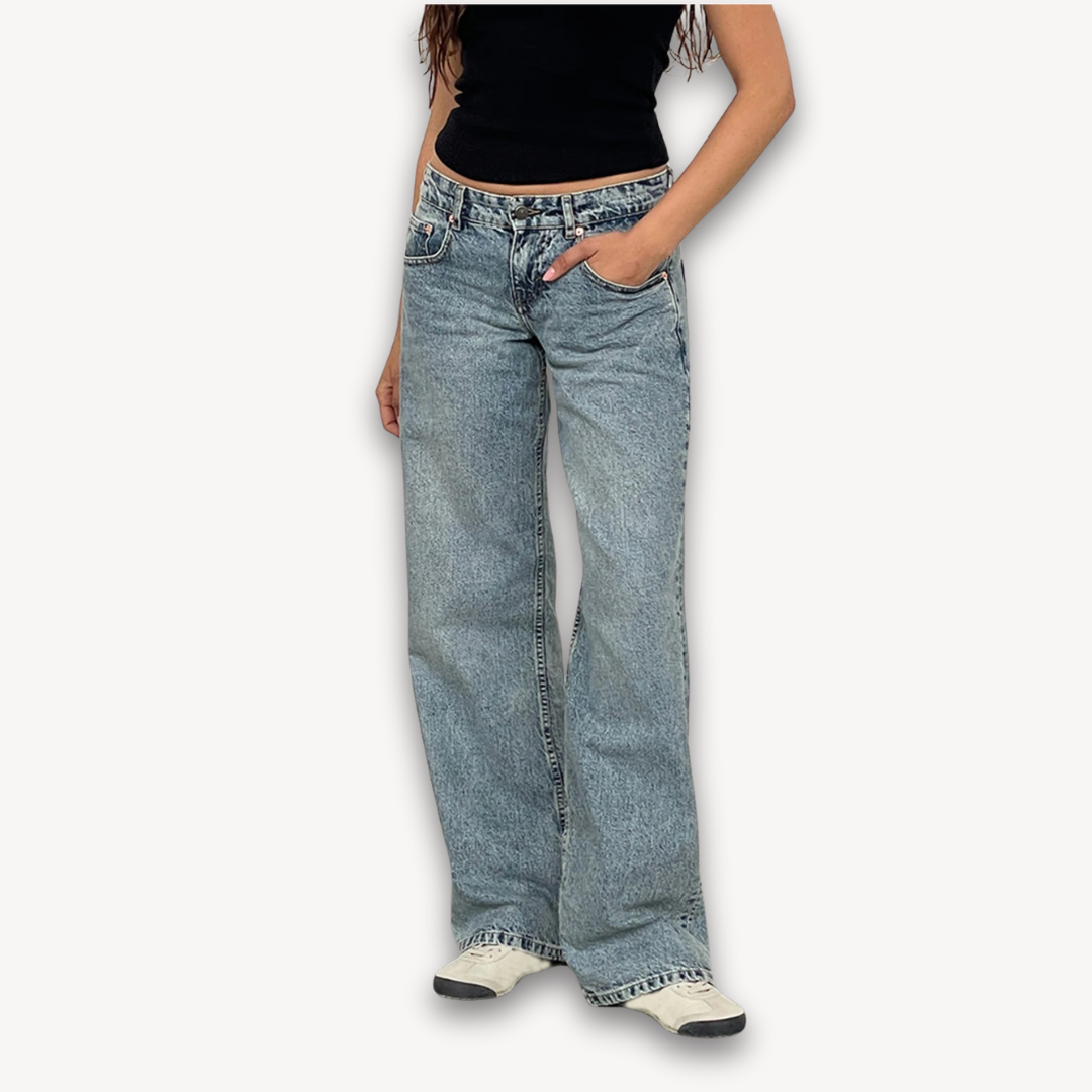 Loravelle | Women's Wide-Leg Jeans - High-Waisted Relaxed Fit Denim - 100% Cotton - Casual Adult Streetwear