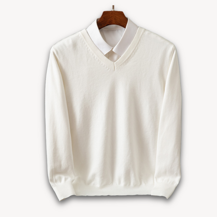 Loravelle | Men's Cashmere V-Neck Sweater - Slim Fit - Soft & Lightweight - Casual & Formal Wear - Adult Clothing