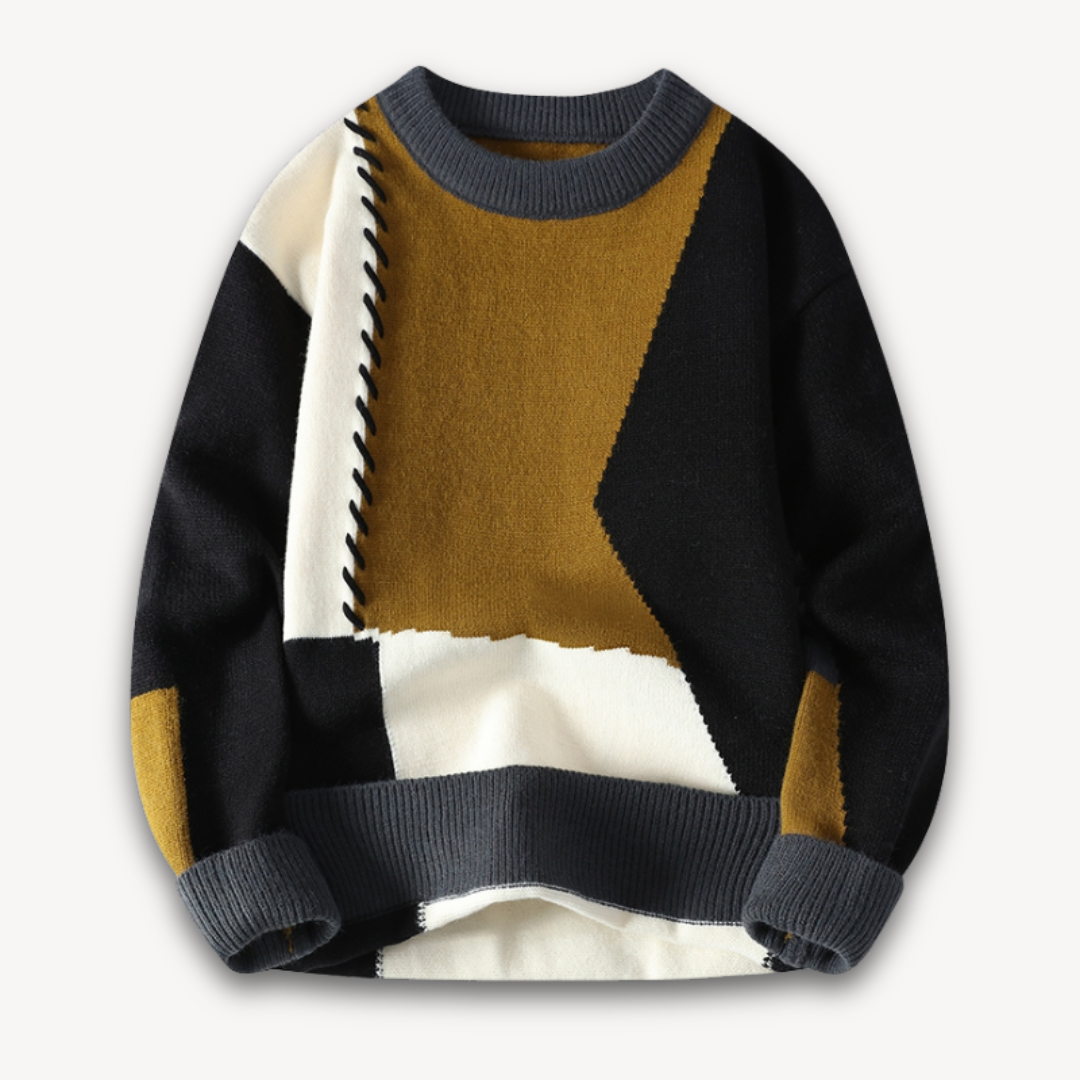 Loravelle | Men's Knitted Sweater with Distressed Design - Warm Casual Pullover - Winter Wear