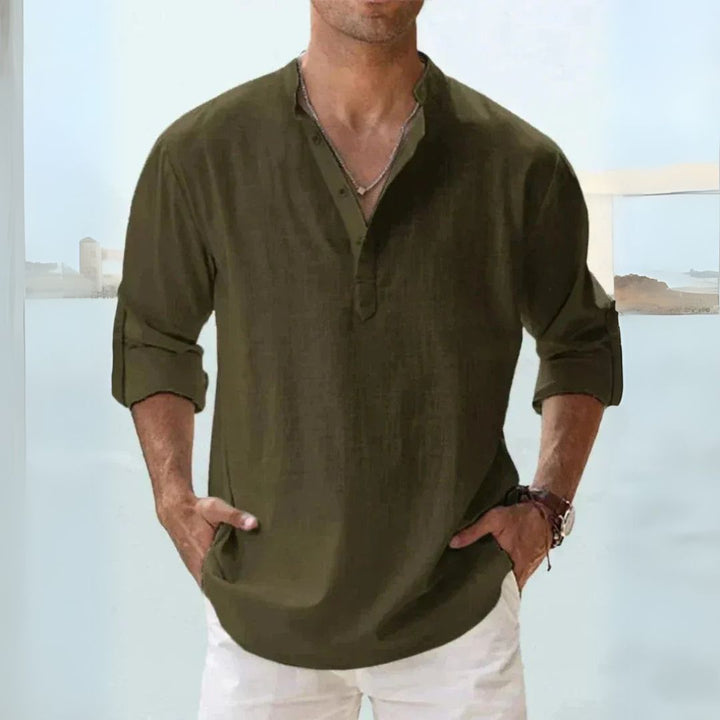 Men's Linen Henley Shirt | Loravelle