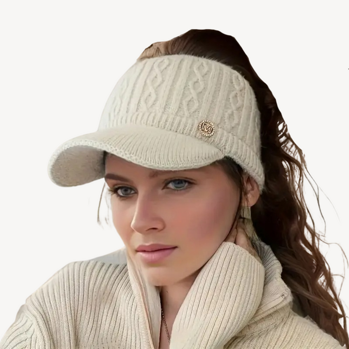 Knit Visor Cap with Ponytail Hole | Loravelle