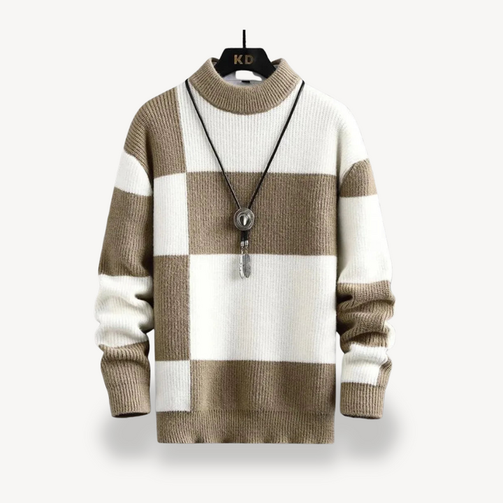 Men's Color Block Turtleneck Sweater | Loravelle
