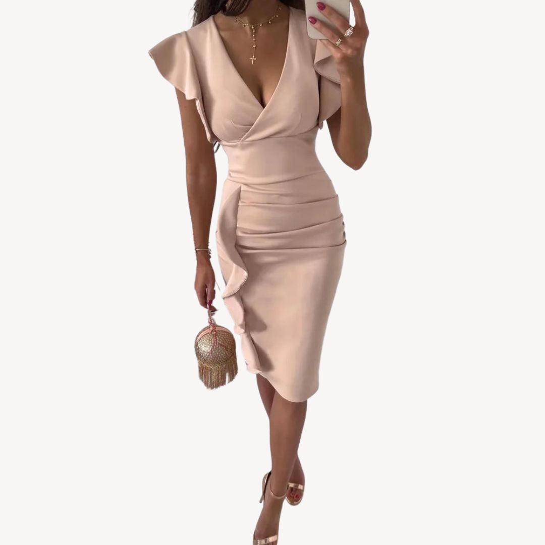 Loravelle | Ladies Ruffle Sleeve Bodycon Dress