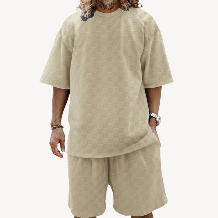 Men's Textured Checkered Two-Piece Outfit | Loravelle