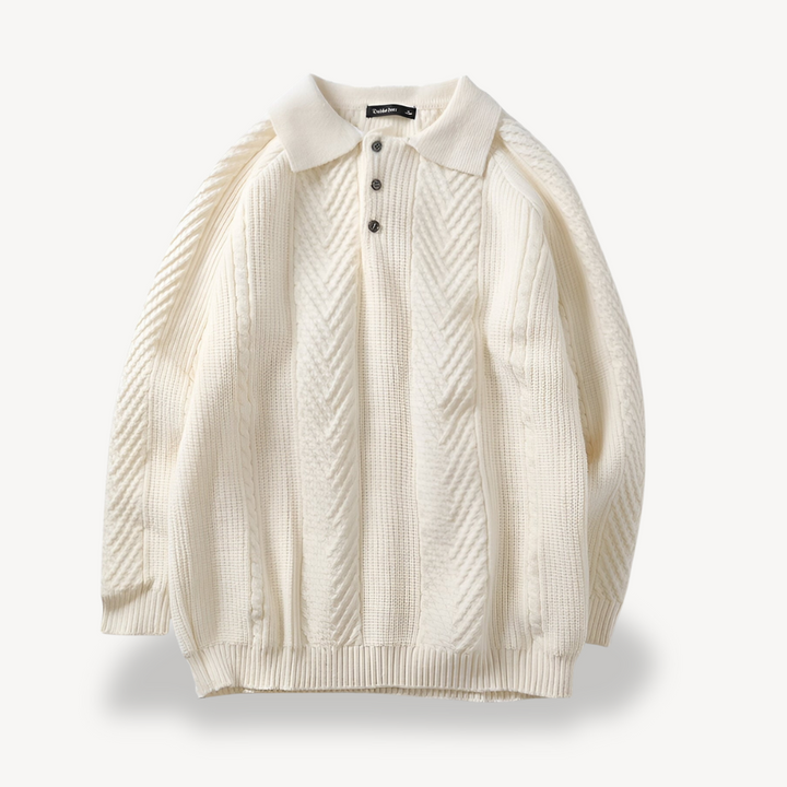 Cable Knit Polo Sweater for Men | Loravelle