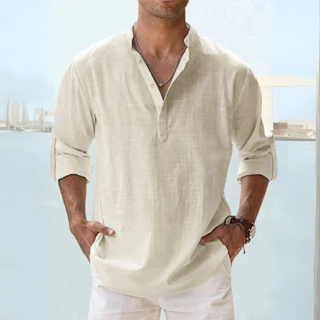 Linen Henley Shirt Men | Loravelle