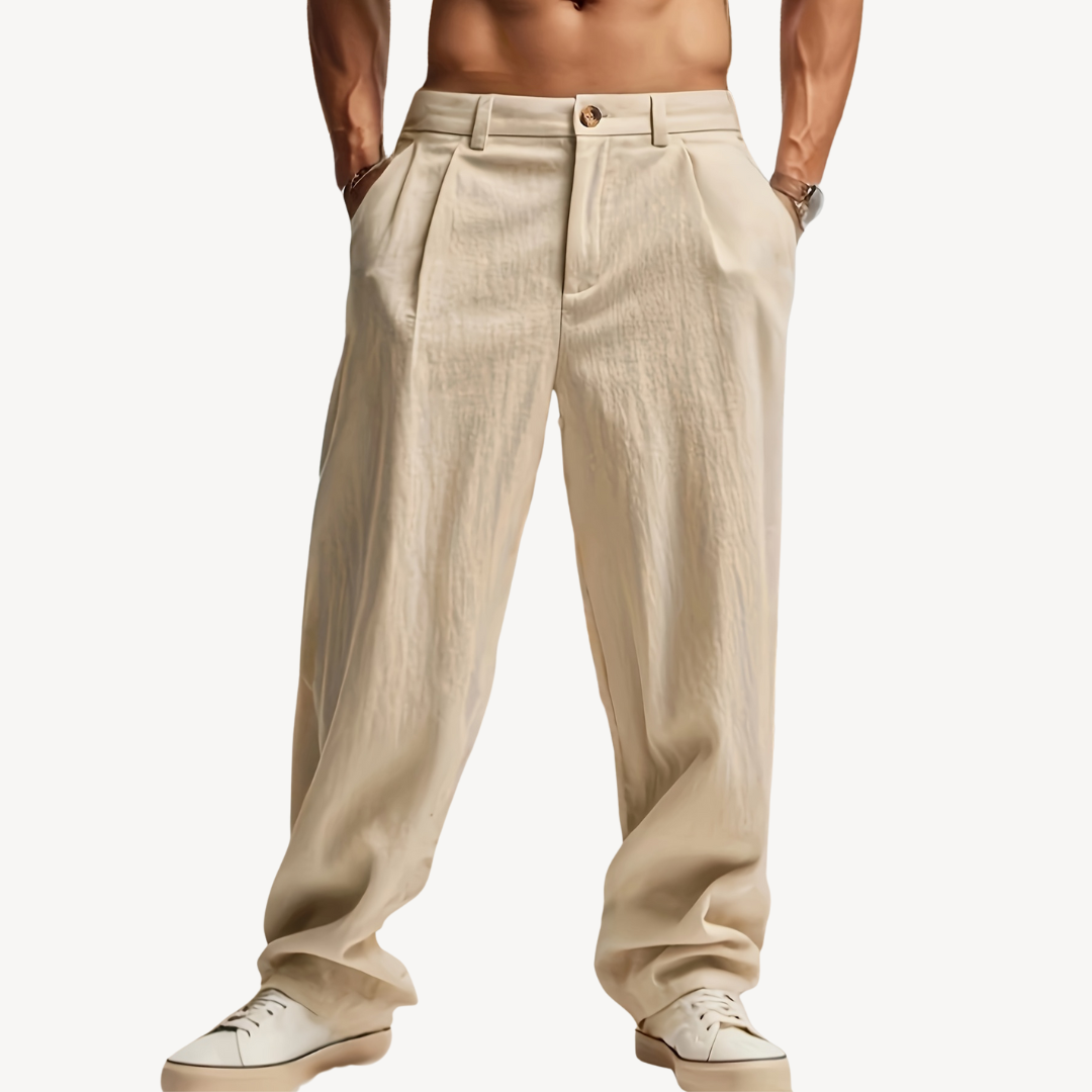 Men's Pleated Linen Pants - Comfortable & Stylish | Loravelle