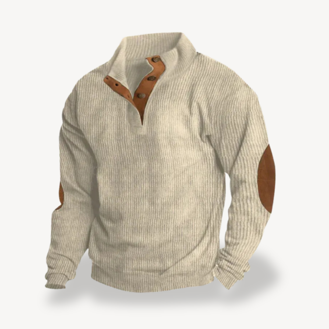 Men’s Ribbed Sweater with Elbow Patches | Loravelle