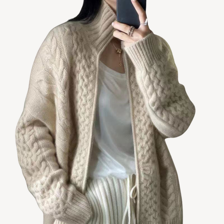 Cable Knit Zip-Up Sweater for Women | Loravelle