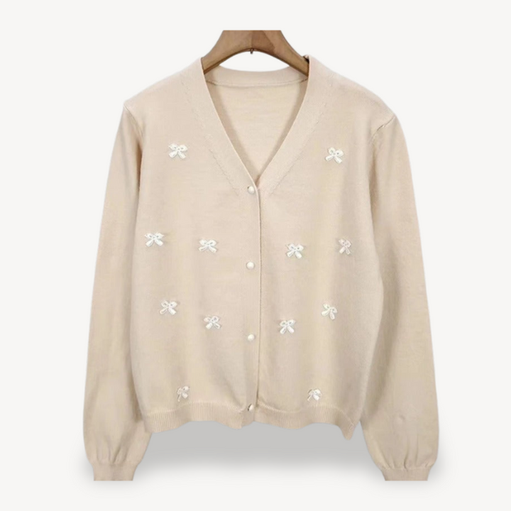 Women’s Embroidered Bow Cardigan | Loravelle