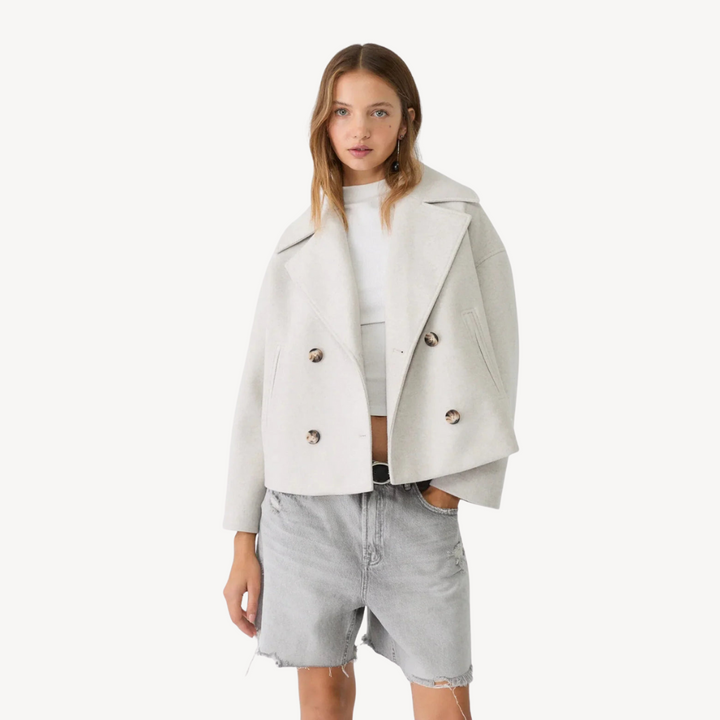 Cropped Wool Peacoat for Women | Loravelle