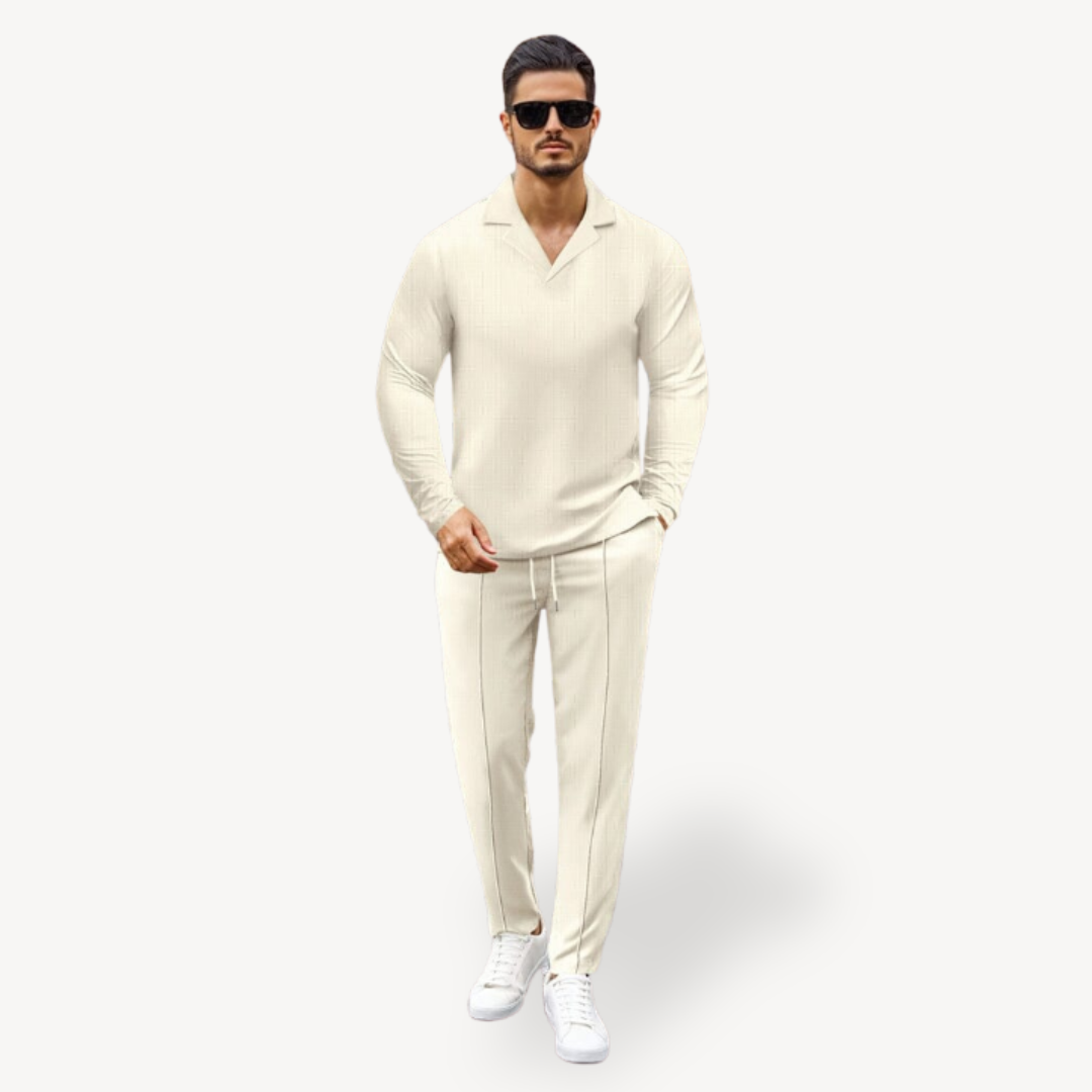 Men’s Casual Long Sleeve Polo Shirt with Drawstring Pants | Loravelle