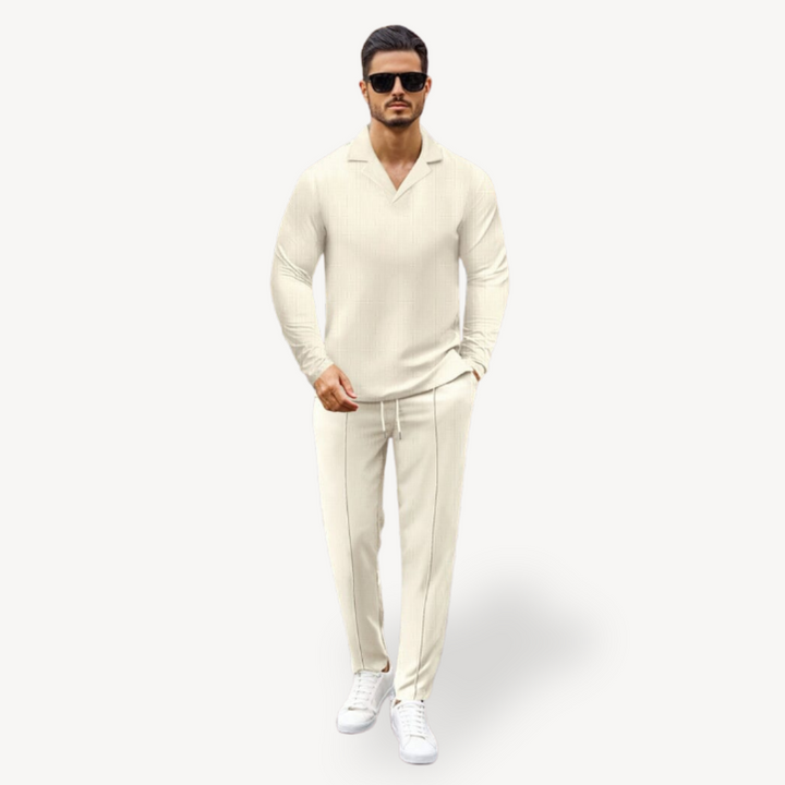 Men’s Casual Long Sleeve Polo Shirt with Drawstring Pants | Loravelle
