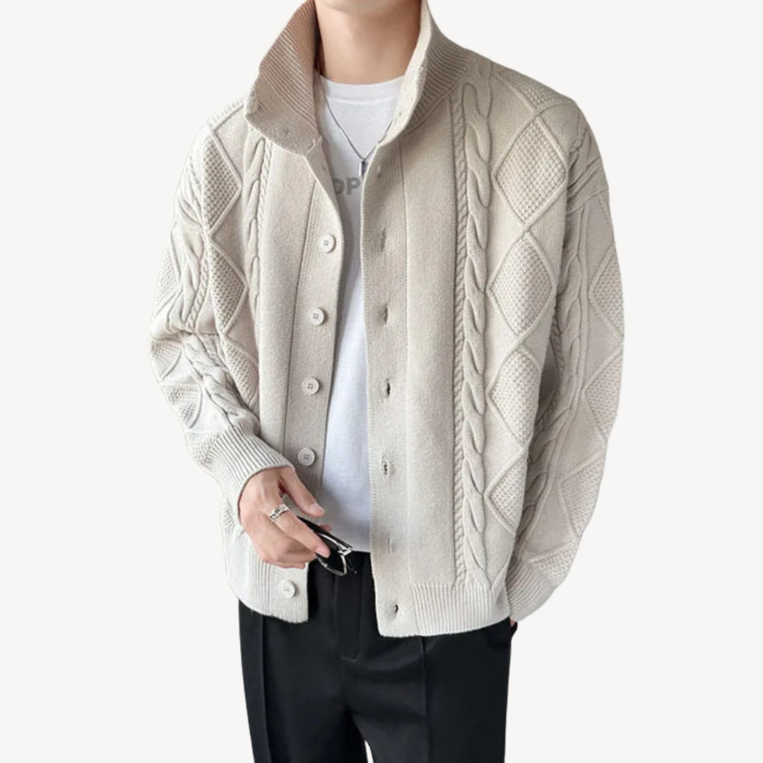 Men's Cable Knit Cardigan Sweater | Loravelle