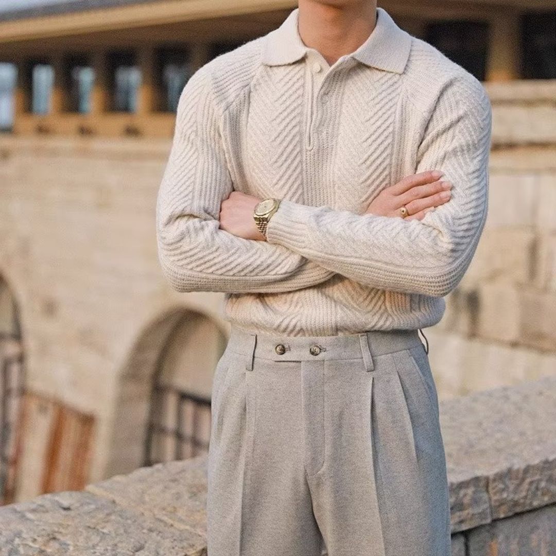Knit Quarter-Zip Polo Sweater Men | Loravelle