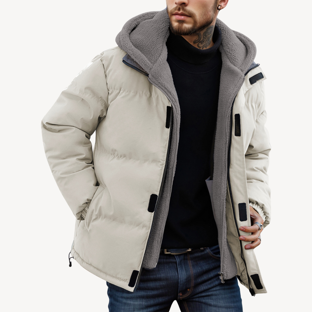 Men's Warm Nylon Winter Coat Puffer Jacket with Hood | Loravelle