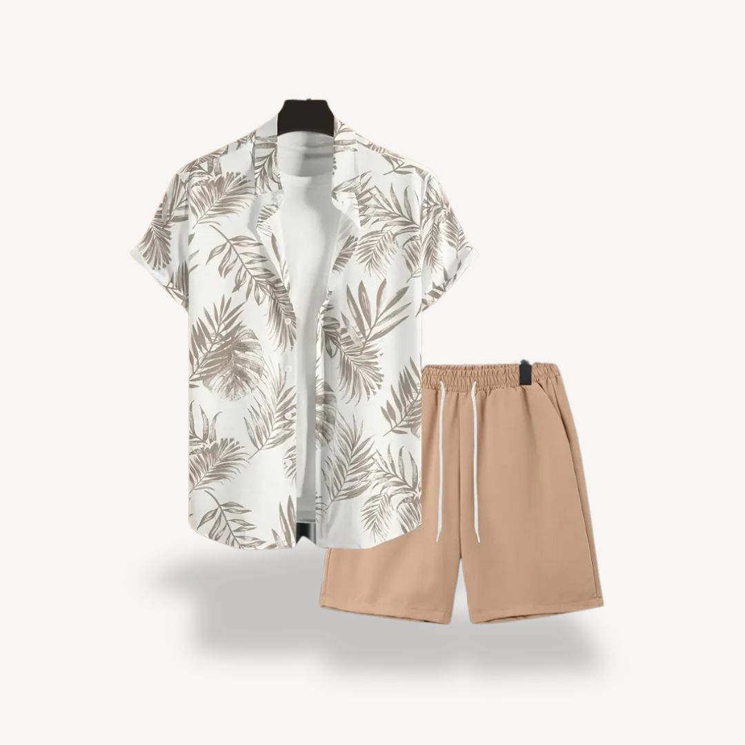 Men's Tropical Print Shirt Shorts Set | Loravelle