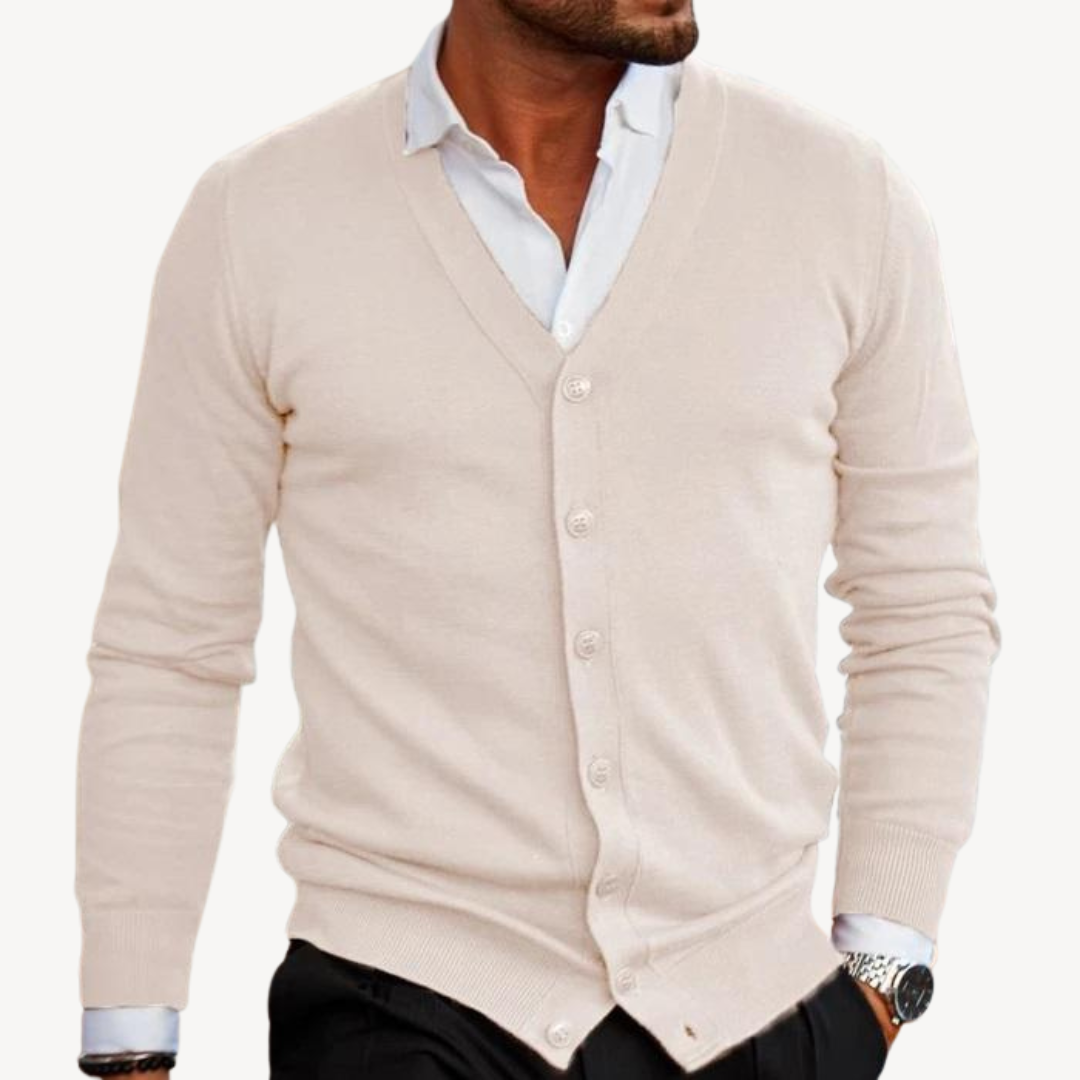 Men’s V-Neck Button-Down Cardigan | Loravelle
