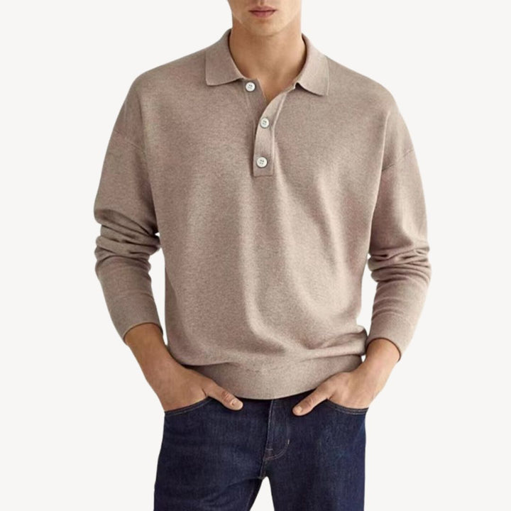 Men's Knit Polo Shirt Long Sleeve | Loravelle