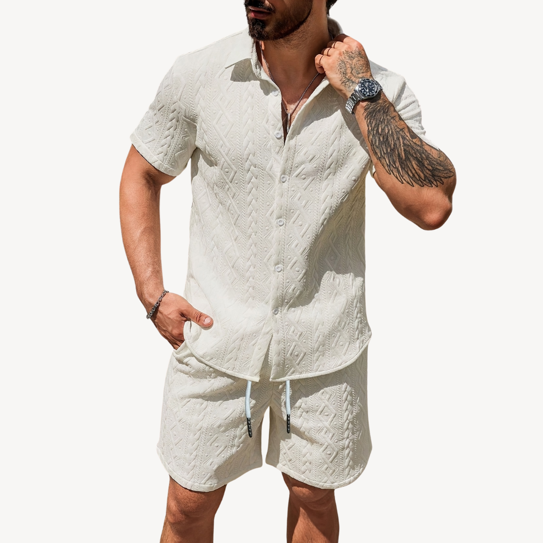 Men's Textured Knit Short Set | Loravelle
