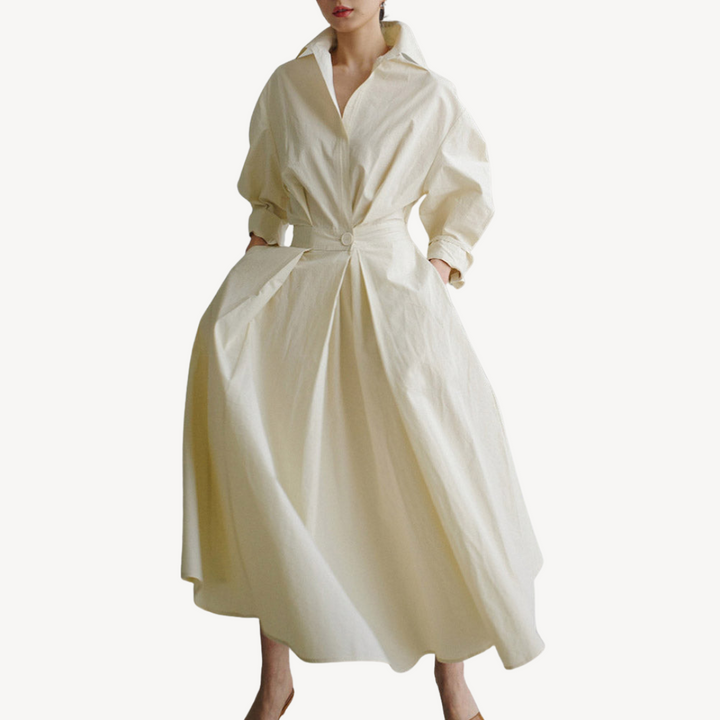 Women's Cotton Linen Blend Shirt Dress | Loravelle