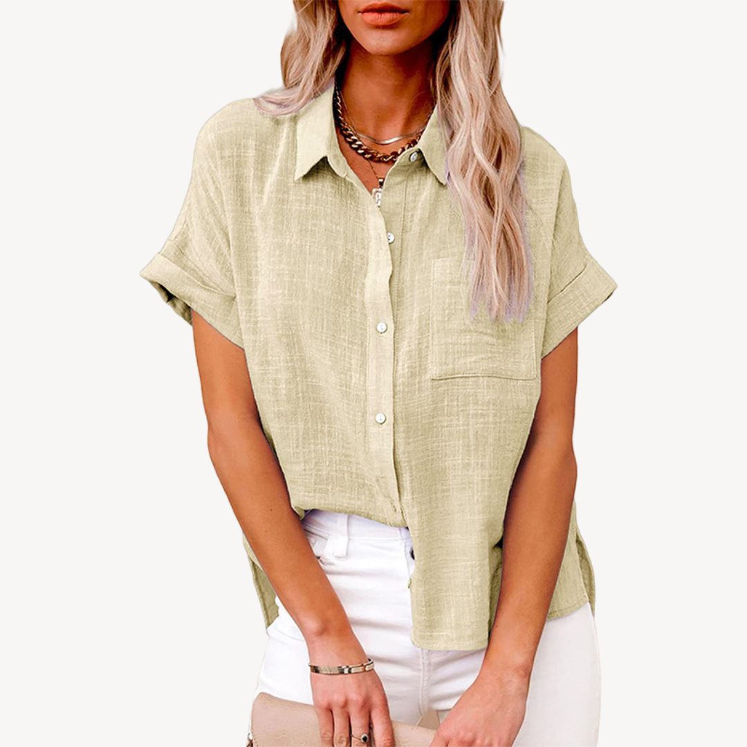 Women's Short Sleeve Linen Shirt | Loravelle