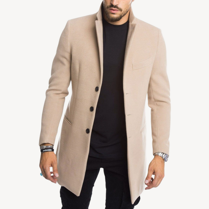 Men's Wool Blend Long Coat | Loravelle