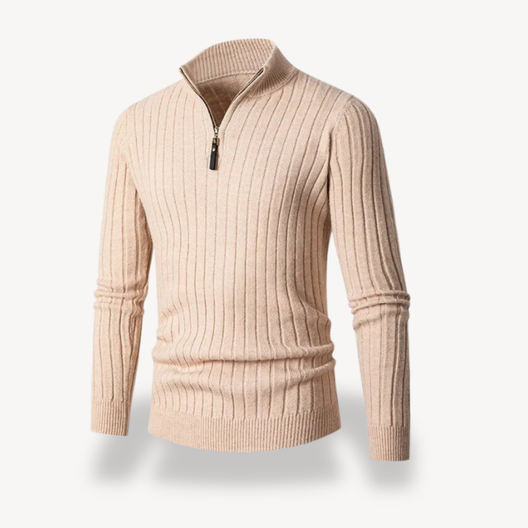 Men's Ribbed Quarter-Zip Sweater | Loravelle