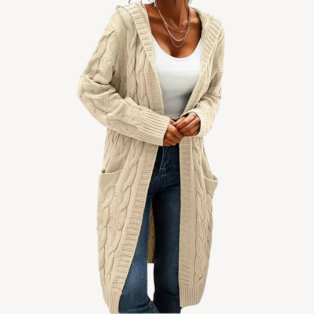 Cable Knit Hooded Cardigan | Loravelle