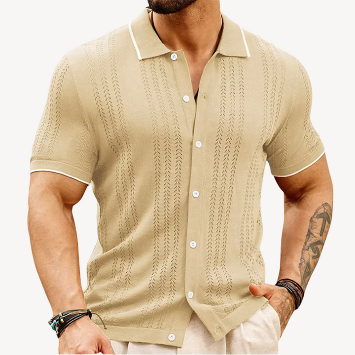 Men's Cable Knit Polo Shirt | Loravelle