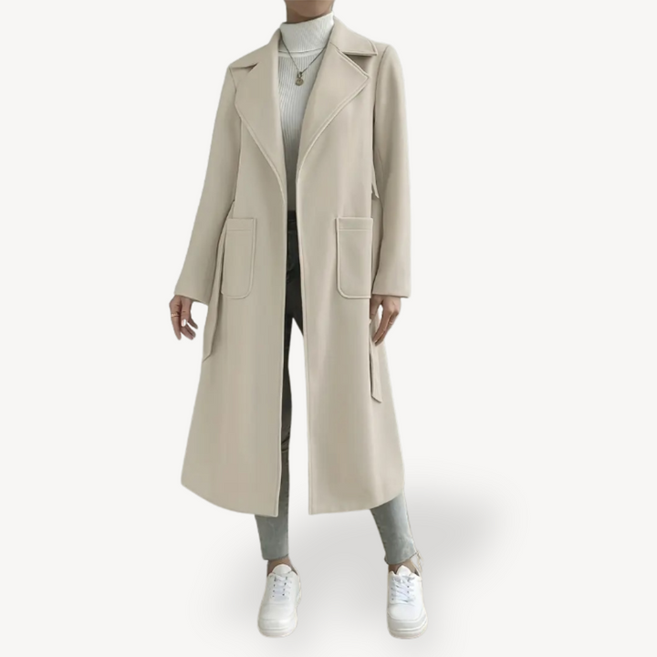 Women's Long Open Coat with Pockets | Loravelle