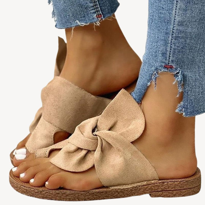 Orthopedic Women's Fabric Bow Flat Sandals | Loravelle