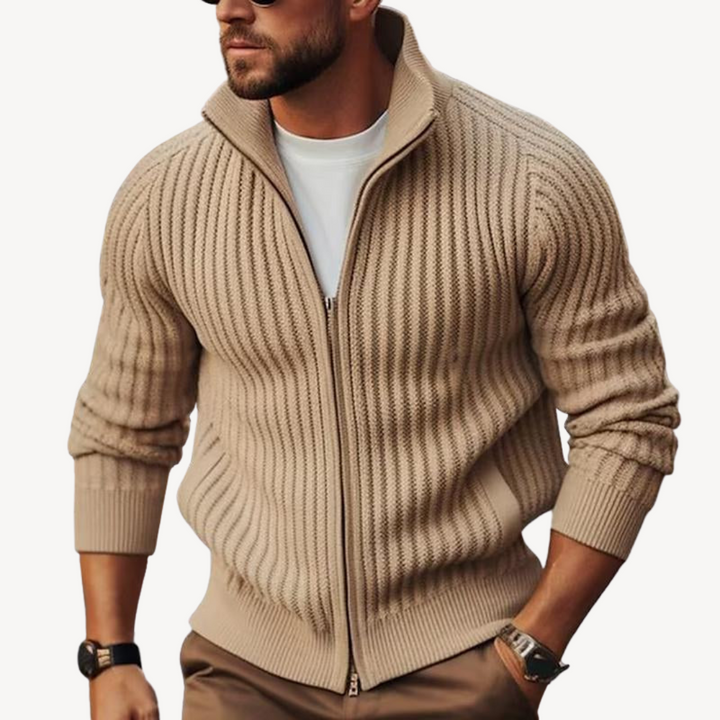 Men's Zip-Up Ribbed Sweater Jacket | Loravelle
