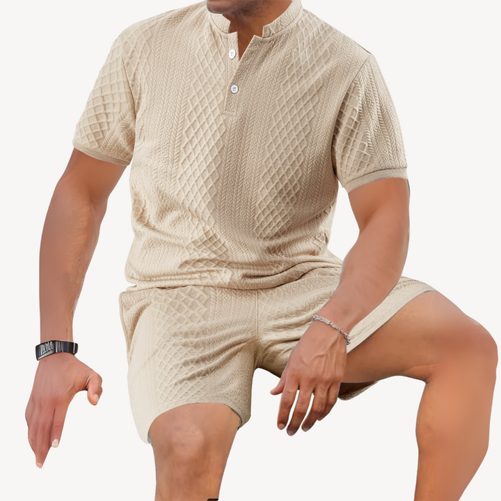 Men’s Knit Drawstring Shorts & Shirt Set – Casual Summer Outfit | Loravelle