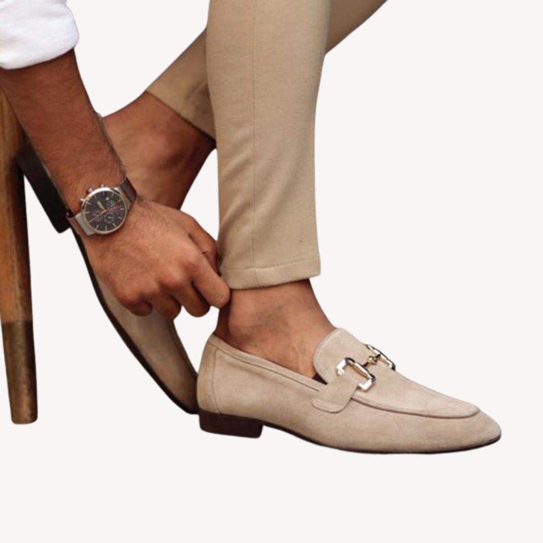 Suede Buckle Orthopedic Loafers Men | Loravelle