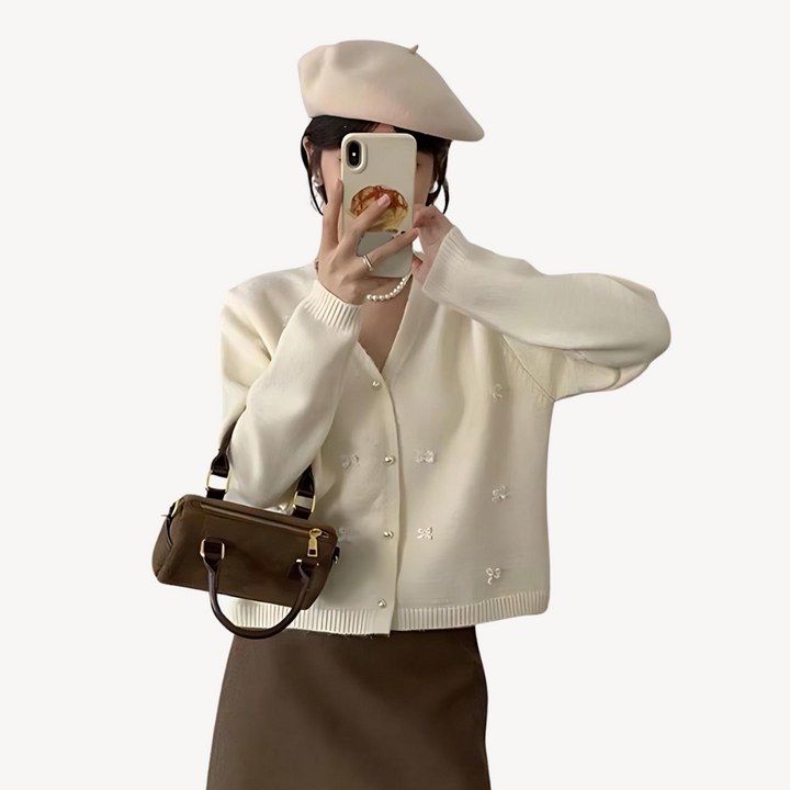 Women’s Embroidered Bow Cardigan | Loravelle