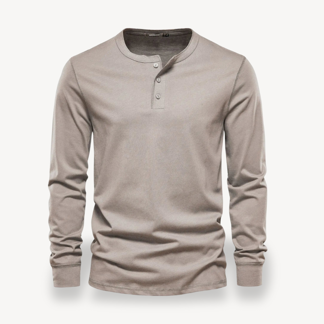 Men's Cotton Long Sleeve Henley Shirt | Loravelle