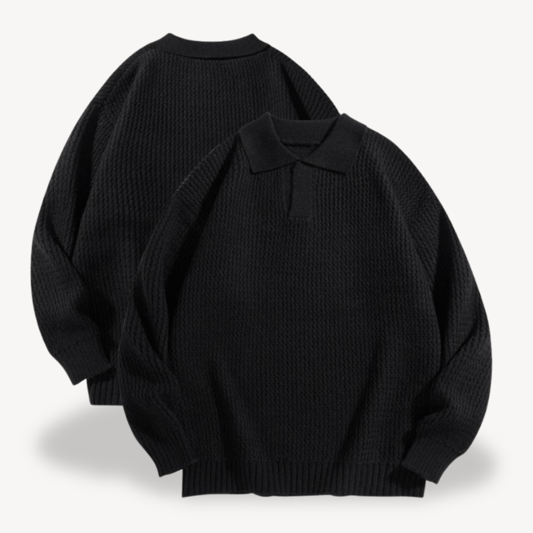 Men’s Waffle Knit Polo Sweater | Loravelle