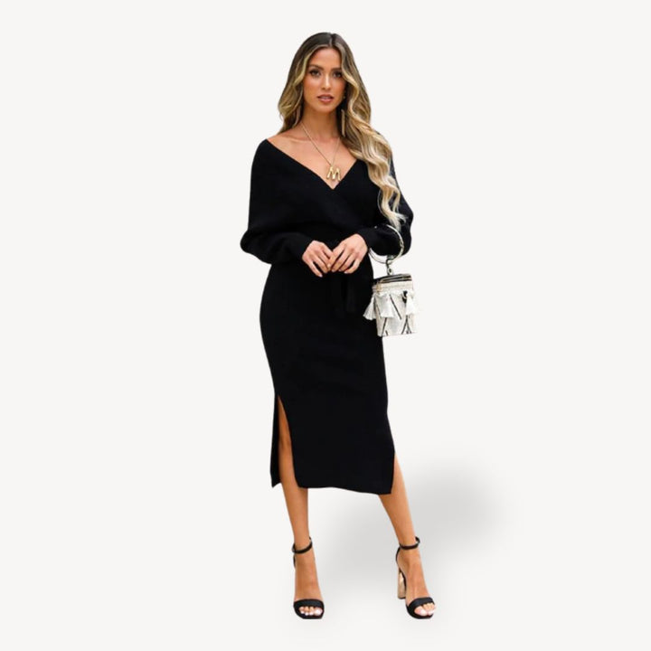 Women's Knit Wrap Sweater Dress | Loravelle