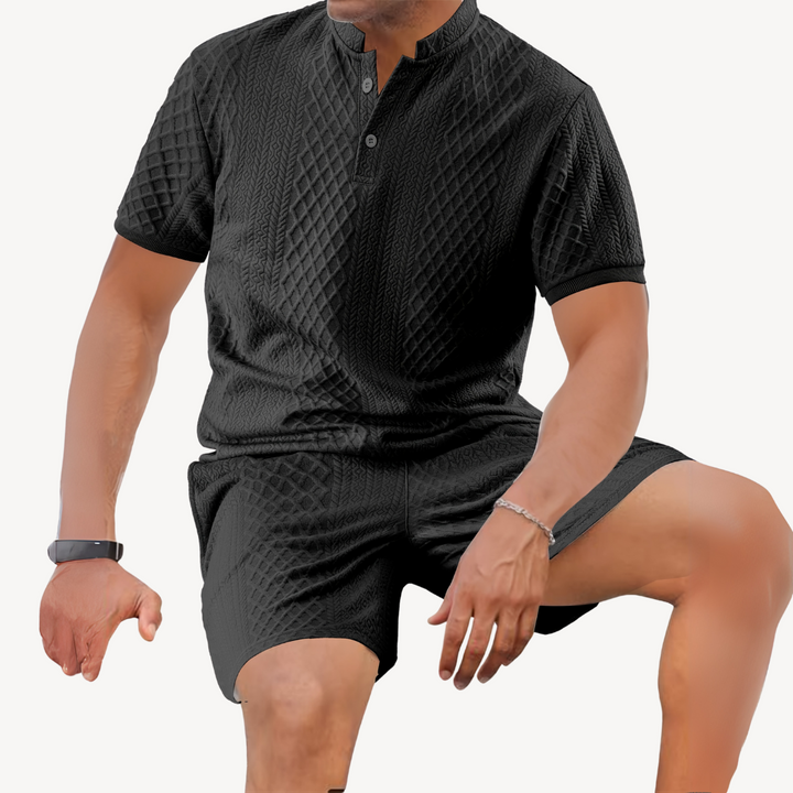 Men’s Knit Drawstring Shorts & Shirt Set – Casual Summer Outfit | Loravelle