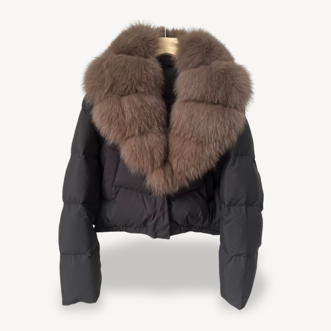 Winter Puffer Jacket with Faux Fur Collar for Women | Loravelle