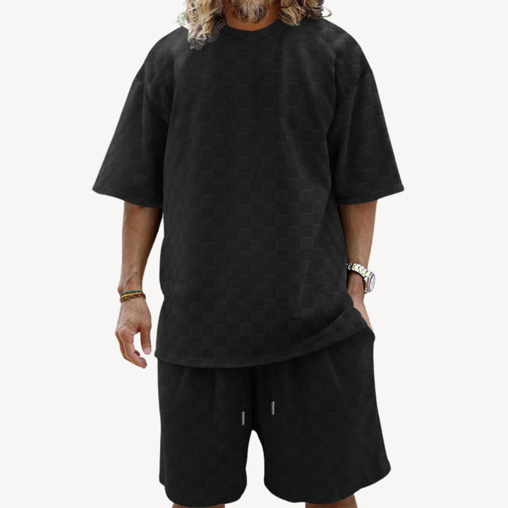 Men's Textured Checkered Two-Piece Outfit | Loravelle
