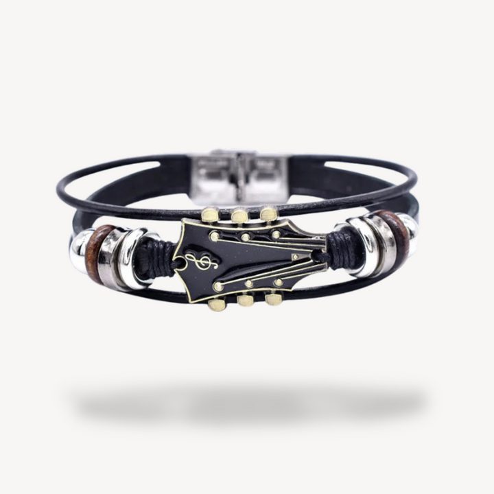 Men’s Guitar Design Leather Bracelet | Loravelle