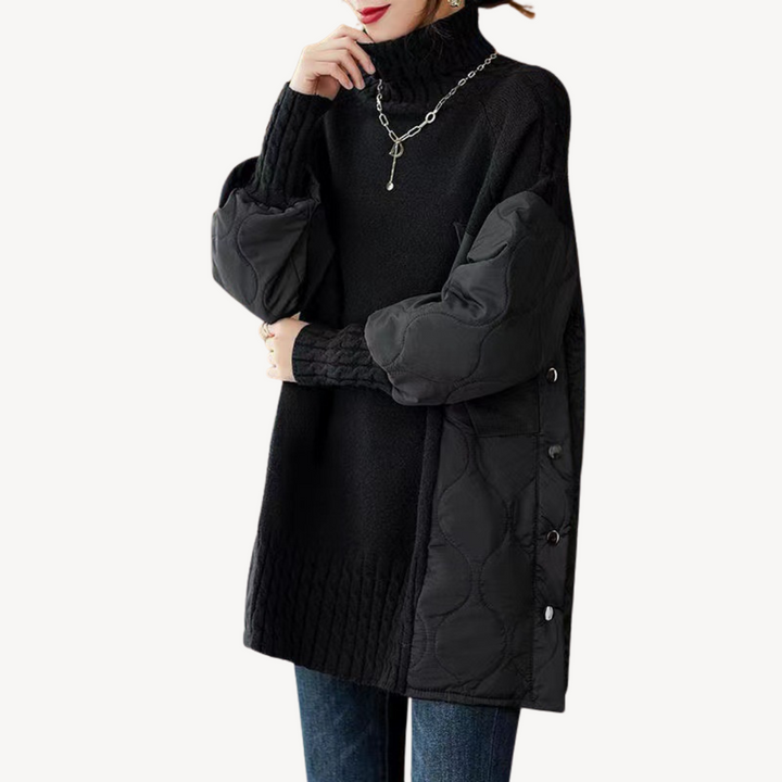 Women’s Knitted Quilted Turtleneck Pullover | Loravelle