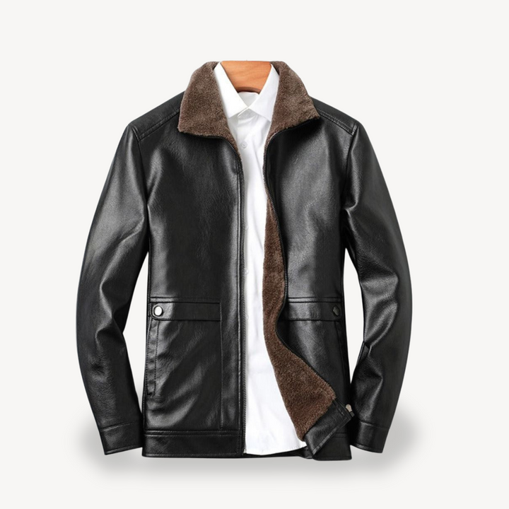 Faux Leather Jacket with Fleece Lining for Men | Loravelle